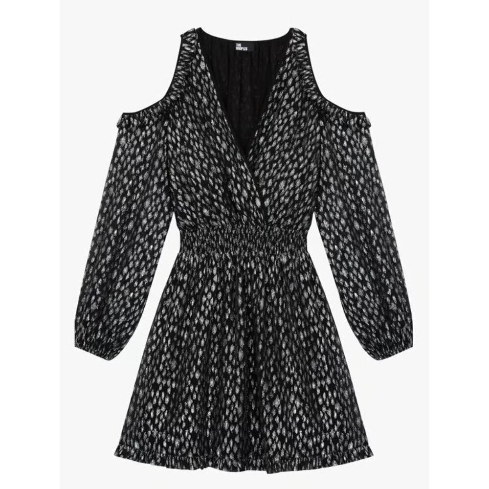 The Kooples Black & Silver Leopard-Print Cold-Shoulder Mini Dress & Buckle Belt - Picture 6 of 10